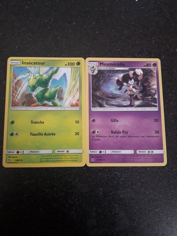 Insécateur + Mesmérella lot de 2 cartes Pokémon neuves
