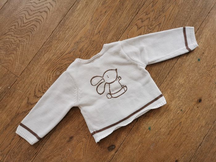 Gilet blanc et marron grain de blé 6mois 68cm. - photo numéro 3