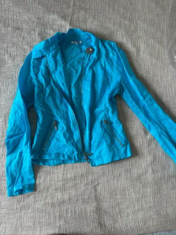 Veste bleu turquoise intense – 100 % lin taille M