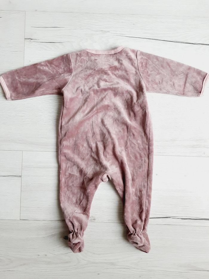 Vêtement bébé fille pyjama velours violet oiseau Sergent Major 6 mois - photo numéro 3