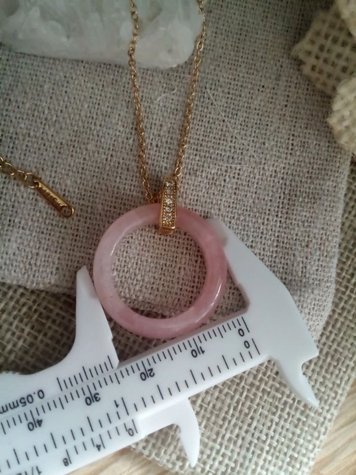 Collier anneau de quartz rose - photo numéro 2