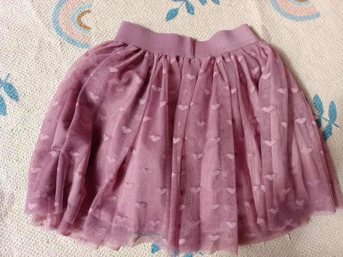 Jupe rose tulle dentelle coeur 4 ans élastique - photo numéro 3