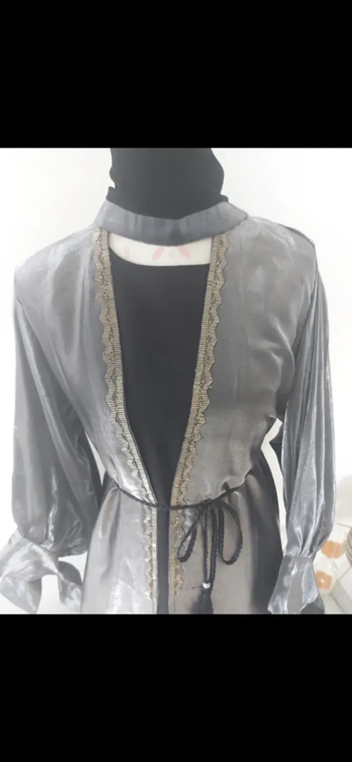 Robe kimono 👘 4 pièces argenté noir neuve - photo numéro 8