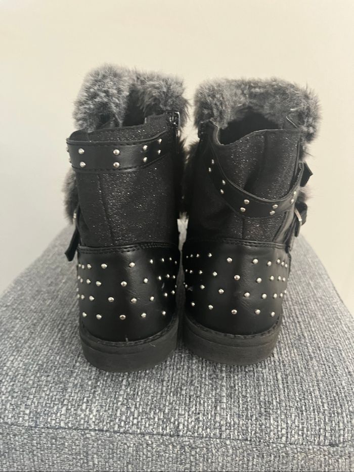 Bottines Toile NOIR Fille motif Fausse fourrure Fermeture éclair - photo numéro 5