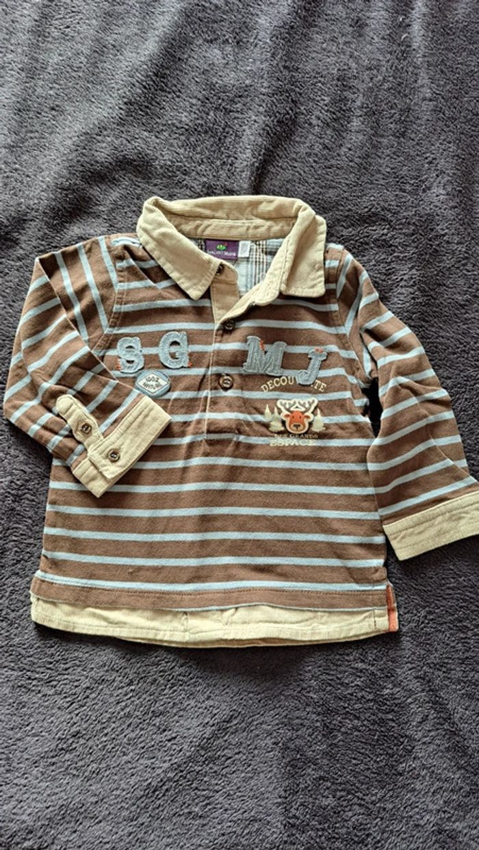 Tee-shirt effet chemise 12 mois - photo numéro 2