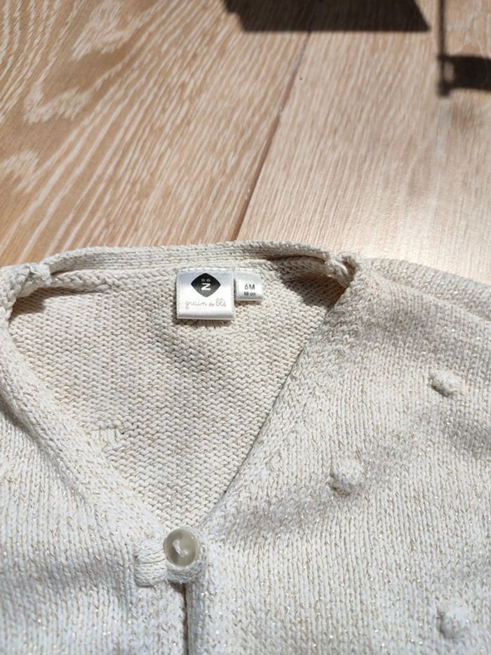 Gilet 6 mois beige et doré - photo numéro 2