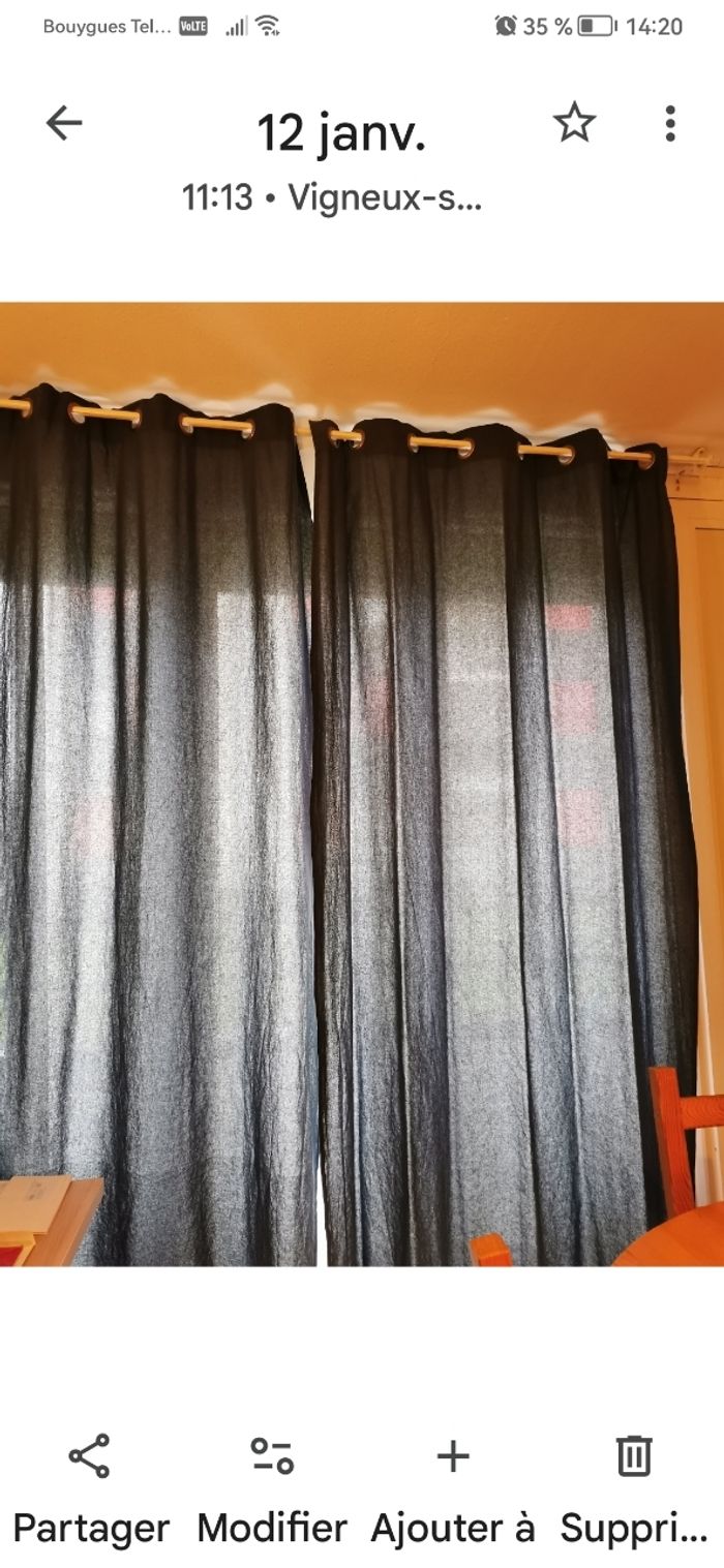 Double rideau bleu foncé