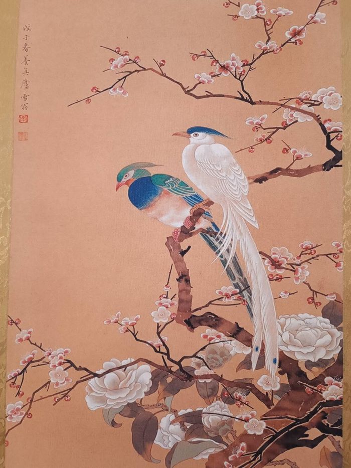 Tableau Peinture chinoise oiseaux et fleur - photo numéro 3
