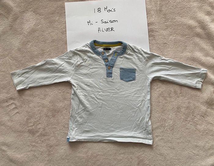 Lot 2 T-shirts manches longues & 1 chemise - 18 mois - TAO, Kiabi, In extenso - TBE - photo numéro 2
