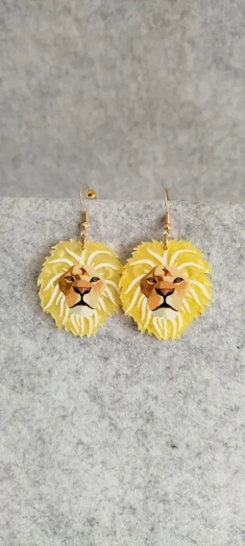 🍄 Boucles d’oreilles ▪ lion acrylique nacré