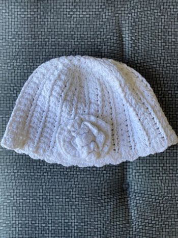 Bonnet crochet laine blanche