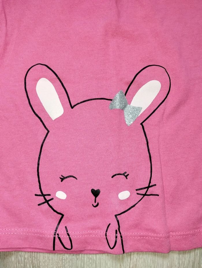 T-shirt mignon manches longues rose motif lapin 24 mois fille - photo numéro 2