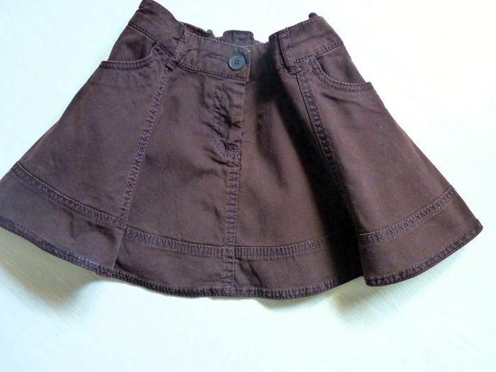 Jupe corolle Fille 4 ans Okaidi coton marron TBE