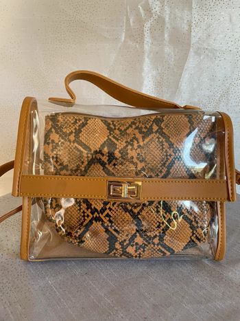 Sac transparent motif python – avec bandoulière amovible