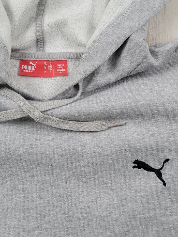 Hoodie Puma gris logo noir – Taille M - photo numéro 3