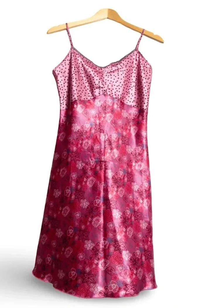 Robe fluide rose à motifs fleurs et pois • pink dress floral print polka dots 38/40 - photo numéro 2