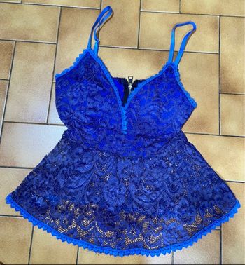 Haut crochet dentelle bleu s 