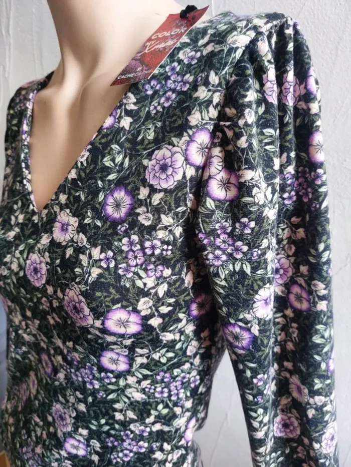 Haut fleuri manches 3/4 Taille XS - photo numéro 3