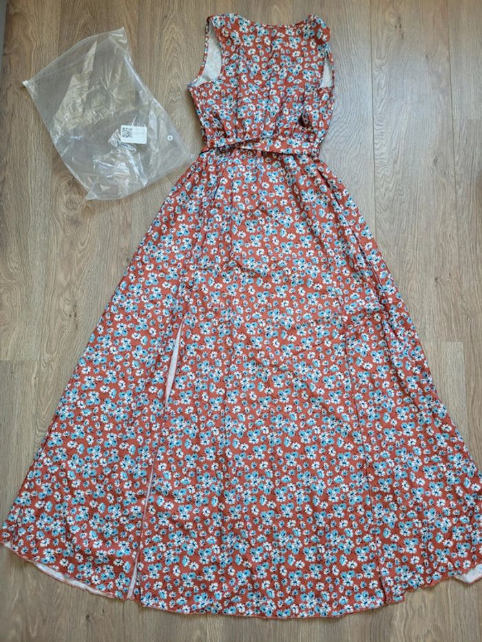 Robe longue terracotta fleurie - photo numéro 4