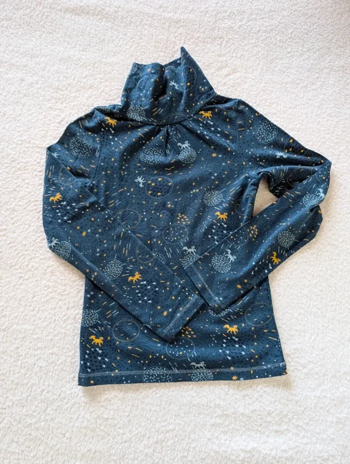 ⭐ Col roulé bleu à motifs La Halle – 8 ans - photo numéro 2