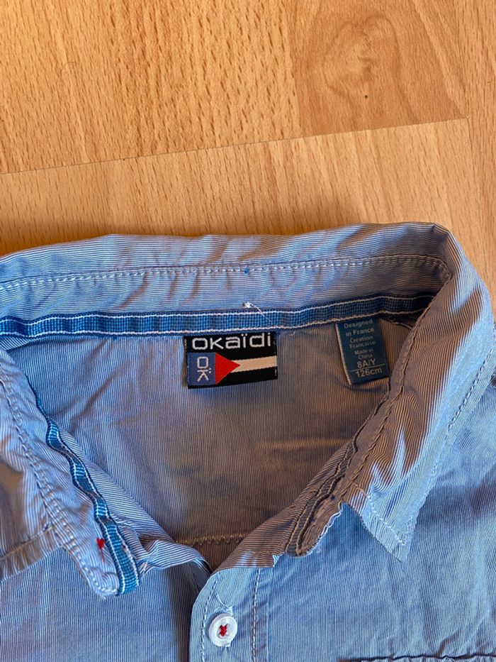 Jolie chemise bleue manches 3/4 Okaïdi T. 8 ans/126 cm garçon TBE - photo numéro 5
