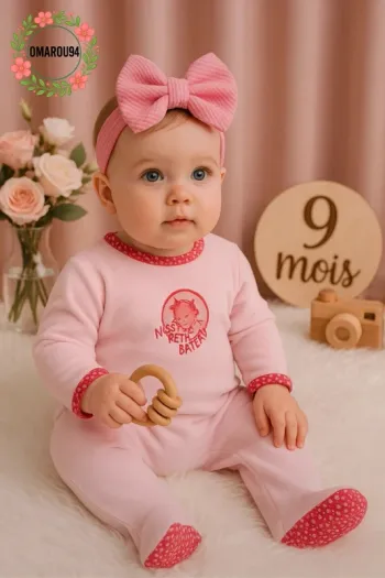 Pyjama et bandeau cheveux petit bateau fille 9 mois 🎀