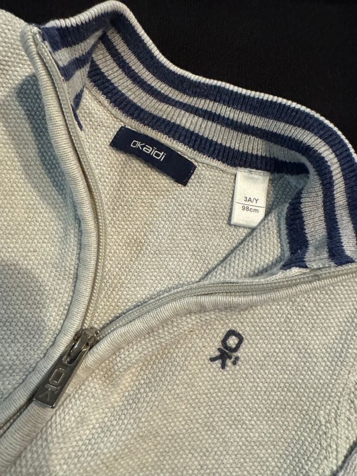 Lot 2 gilets Okaidi 3 ans gris et marine - photo numéro 2