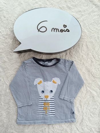 Tee shirt chemise manches longues Garçon 6 mois chien who am i ? Obaïbi