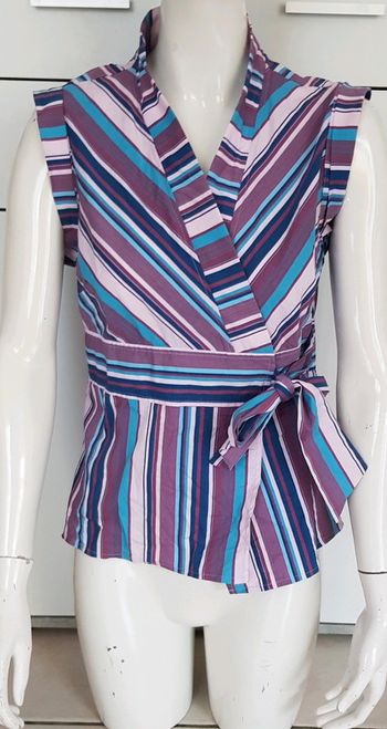 Blouse cache cœur rayée vintage