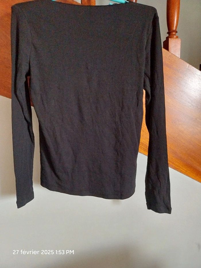 T-shirt boutonné manches longues, détail dentelle - taille XL - La Redoute Collections - couleur noi - photo numéro 9