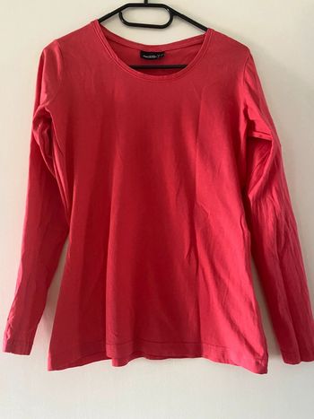 Pull fin / t-shirt manches longues rouge corail Janina Taille 38 = FR 40