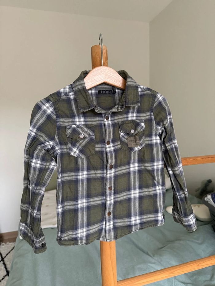 Chemise a carreaux ikks kaki