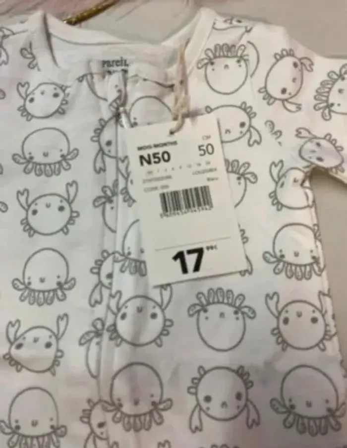 Grenouillère zippée bébé (neuf) - Taille 0 mois - photo numéro 2