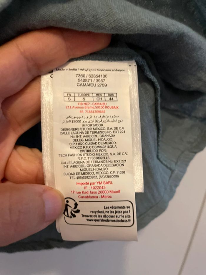 Blouse bleue grise neuve taille S camaïeu - photo numéro 4