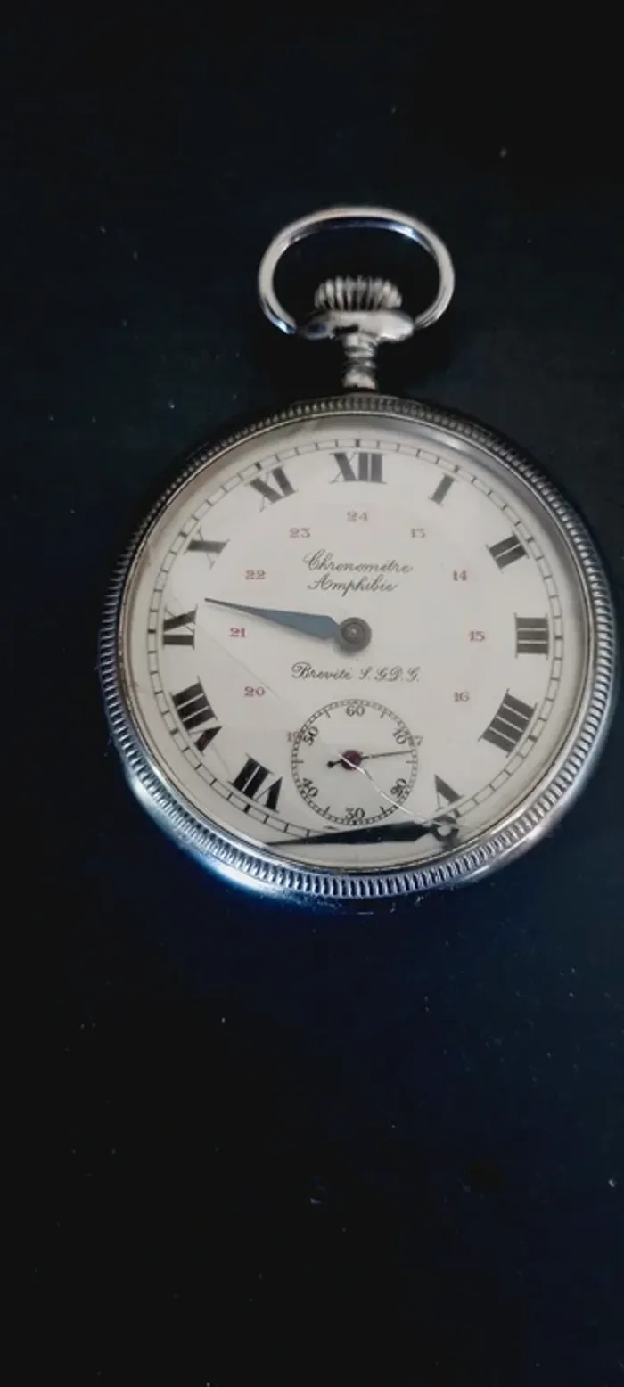 Montre à Gousset - Chronomètre Amphibie - Brevété S.G.D.G - Vintage - photo numéro 5