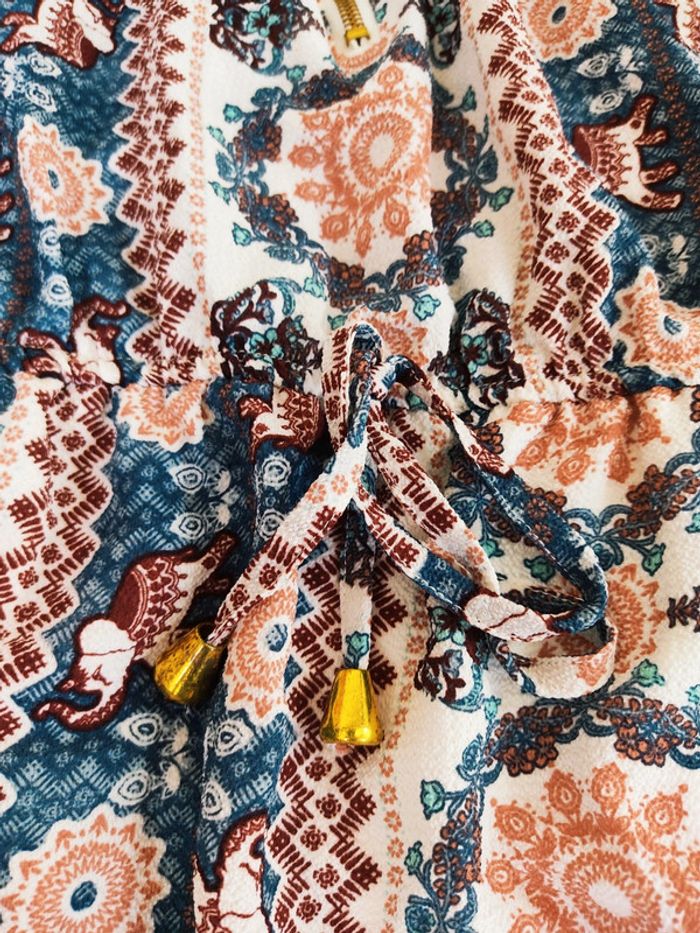 Robe été mi-longue large 40 L motifs élephants indien Neuve avec étiquette - photo numéro 7