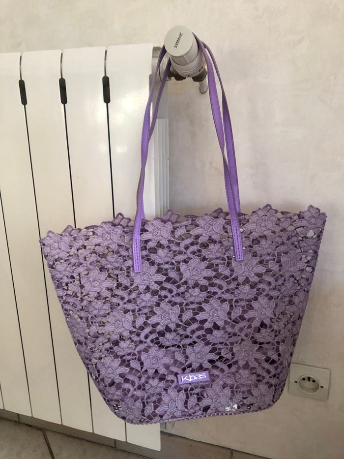 Cabas dentelle coloris parme - photo numéro 2