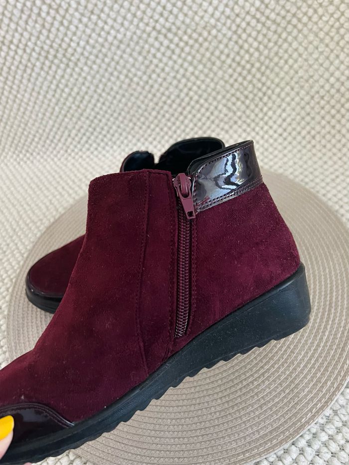 Bottines velours rouge bordeaux zippées taille 37 Lady Confort - photo numéro 6