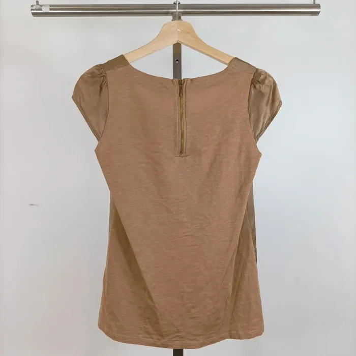 Top satin/100%coton beige - Caroll - Taille 36 - Détails soie A529 - photo numéro 5