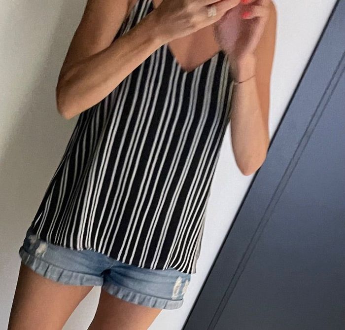 Débardeur femme noir blanc taille 38 H&M
