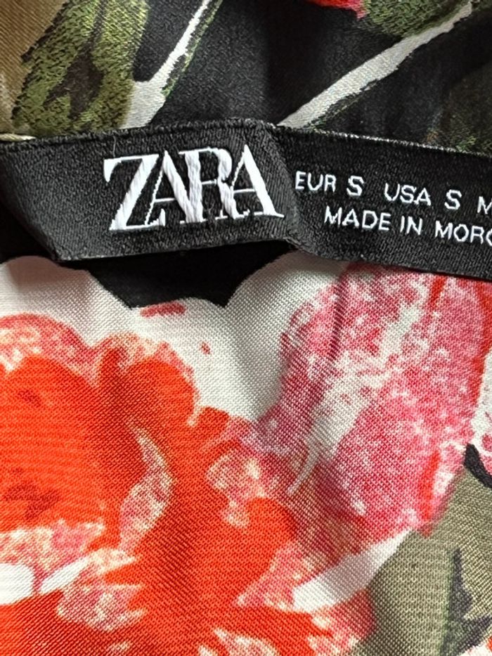 Chemisier satiné à fleurs Zara S - photo numéro 4