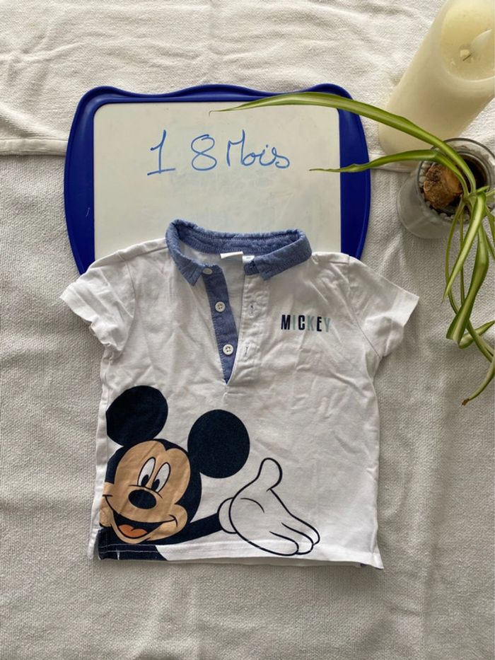 Polo Mickey manches courtes - Disney - 18 mois / 80 cm - TBE