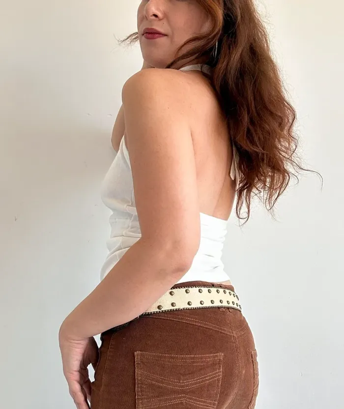 Top dos nu blanc en coton années 2000 taille S - photo numéro 6
