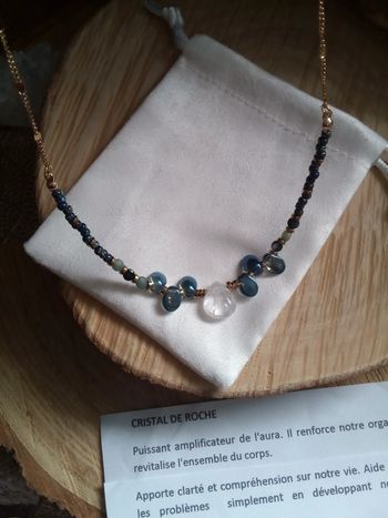Collier cristal de roche et apatite