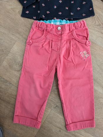 Pantalon coton sergent major 18 mois fushia