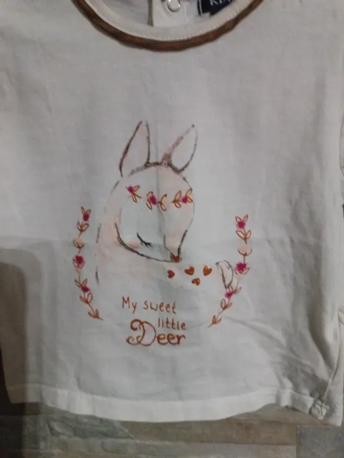 T-shirt écru à paillettes Kiabi 6M - photo numéro 2
