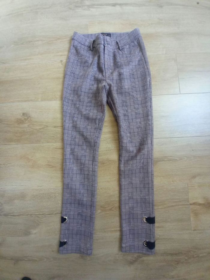 Pantalon à carreaux gris In Vogue taille S - photo numéro 3