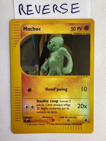 Carte Pokémon Machoc Reverse 117/165 Expédition FR usée