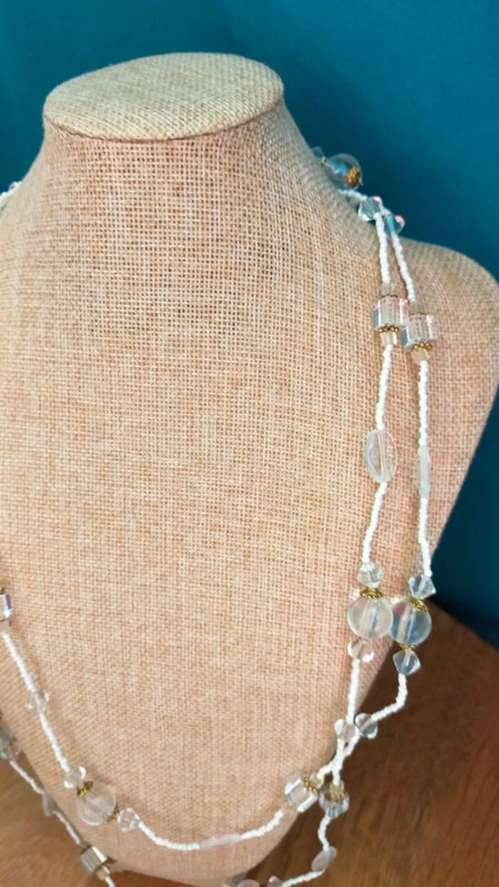 légante parure collier & boucles d’oreilles – Perles cristal & blanc nacré - photo numéro 12