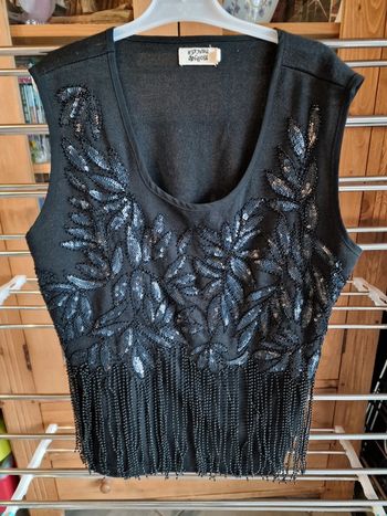 Débardeur noir avec perles _ taille S _ Molly Bracken